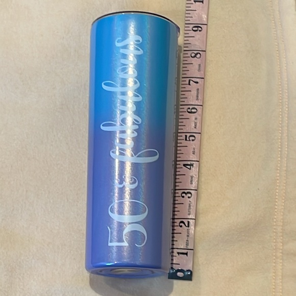 New in box “50 & Fabulous” skinny tumbler by Onebttl metal straw 20 ounces/500mL - Picture 4 of 11
